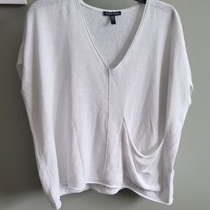 Eileen Fisher White V-Neck Box Top